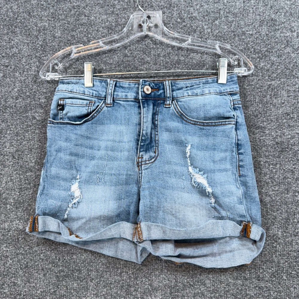KanCan Jean Shorts Women 7/27 Light Wash Distressed Cuffed Denim Jean Casual